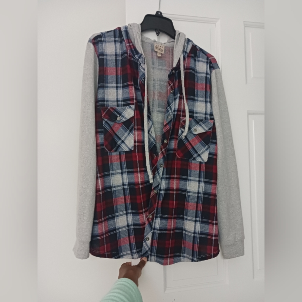 Como Vintage Plaid Hooded Shirt Jacket